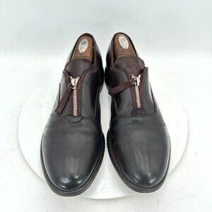 Premiata Men Size 9 Dark Brown Leather Front Zip Plain Toe Casual Shoes